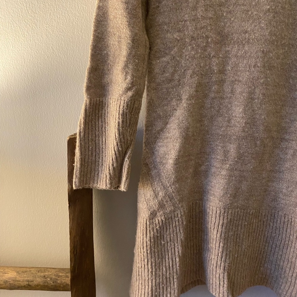Anthropologie Tan Oat Sonoran Cowl Neck Wool Cotton Blend Sweater Dress size M - Picture 5 of 9